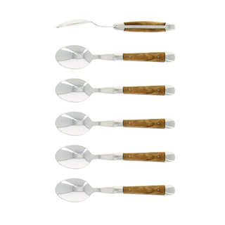 Forge de Laguiole Tradition set 6 coffee spoons with olive wood handle